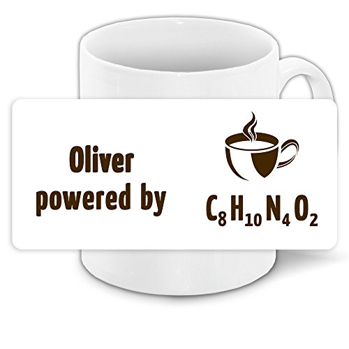 Büro-Tasse mit Namen Oliver und schönem Motiv - Nr. 8 - mit Kaffee-Formel, für Kaffee-Junkies und Morgenmuffel von Eurofoto