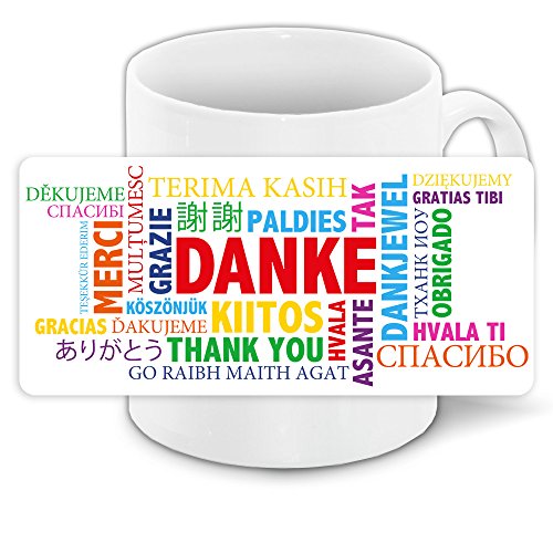 Danke-Tasse mit schönem Motiv in vielen Sprachen von Eurofoto