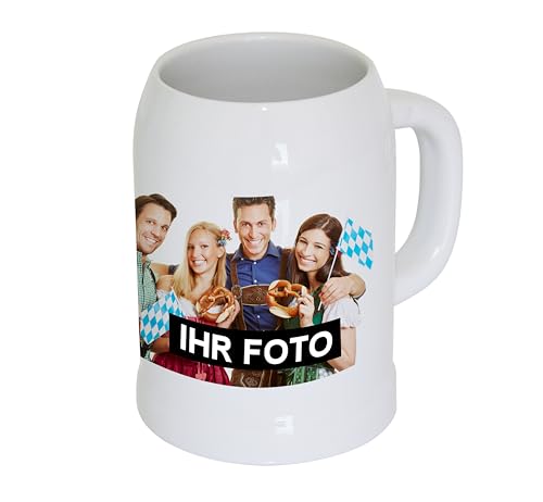 Eurofoto Bierkrug mit Bild und Text personalisiert | 500ml | für Linkshänder | Bier-Humpen mit Wunsch-Motiv und Wunsch-Text individuell gestalten von Eurofoto