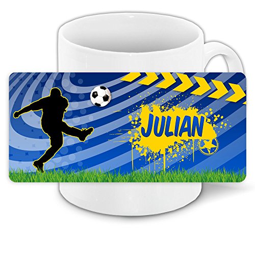 Eurofoto Fußballtasse mit Namen Julian und schönem Fussball-Motiv für Jungs von Eurofoto