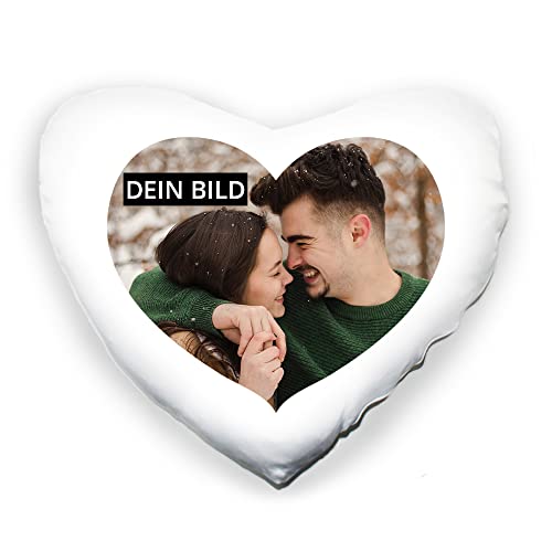 Eurofoto Herzkissen mit Foto | Fotokissen personalisiert | Kuschelkissen mit eigenem Bild von Eurofoto