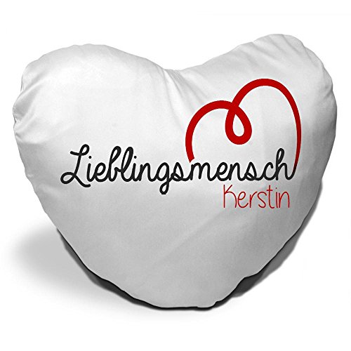 Eurofoto Herzkissen mit Namen Kerstin und schönem Lieblingsmensch-Motiv zum Valentinstag | Valentinstagsgeschenk | Kuschelkissen | Schmusekissen von Eurofoto