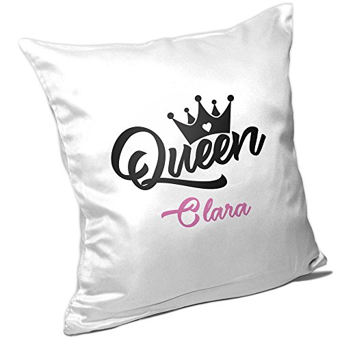 Eurofoto Kissen mit Namen Clara und schönem Queen-Motiv für Frauen | Geschenk zum Valentinstag für Verliebte | Liebes-Kissen von Eurofoto