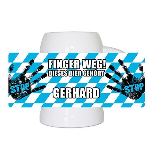 Eurofoto Lustiger Bierkrug mit Namen Gerhard und schönem Motiv Finger weg! Dieses Bier gehört Gerhard | Bier-Humpen | Bier-Seidel von Eurofoto