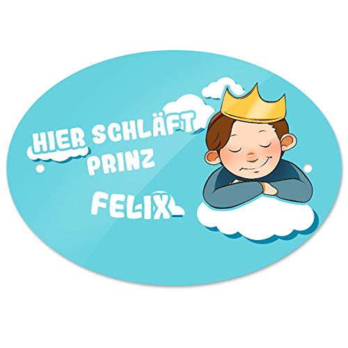 Eurofoto Türschild mit Namen Felix und Prinz-Motiv - Hier schläft Prinz Felix - | Kinderzimmer-Schild von Eurofoto