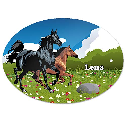 Eurofoto Türschild mit Namen Lena und Pferde-Motiv für Mädchen | Kinderzimmer-Schild Eurofoto Türschild mit Namen Lena und Pferde-Motiv für Mädchen | Kinderzimmer-Schild von Eurofoto