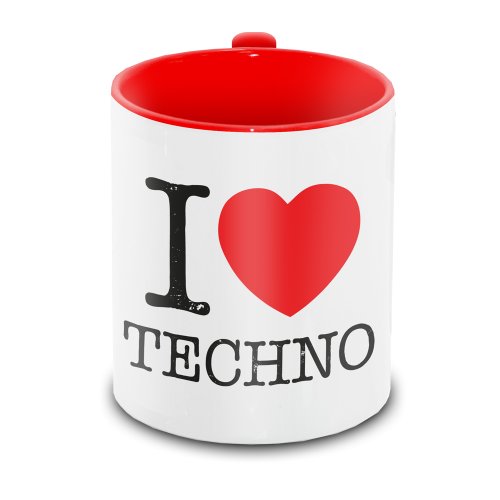 I love Techno - Tasse weiß/rot, Tasse im klassischen I love - Design von Eurofoto