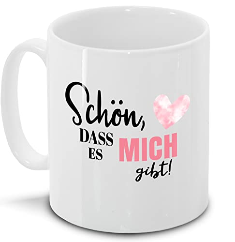 Kaffee-Tasse mit witzigem Spruch – Schön, dass es mich gibt | Lustige Spruch-Tasse für Arbeit, Büro und als Geschenkidee von Eurofoto