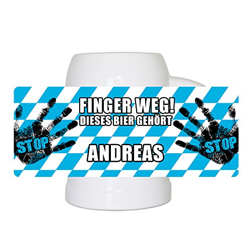 Lustiger Bierkrug mit Namen Andreas und schönem Motiv Finger weg! Dieses Bier gehört Andreas | Bier-Humpen | Bier-Seidel von Eurofoto