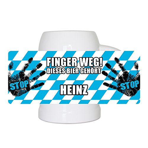 Lustiger Bierkrug mit Namen Heinz und schönem Motiv Finger weg! Dieses Bier gehört Heinz | Bier-Humpen | Bier-Seidel von Eurofoto