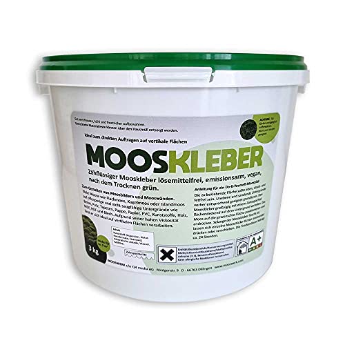 Mooskleber | Zähflüssiger Bastelkleber zum Gestalten von Moosbildern und Mooswänden | Nach dem Trocknen grün | 3kg von Eurofoto