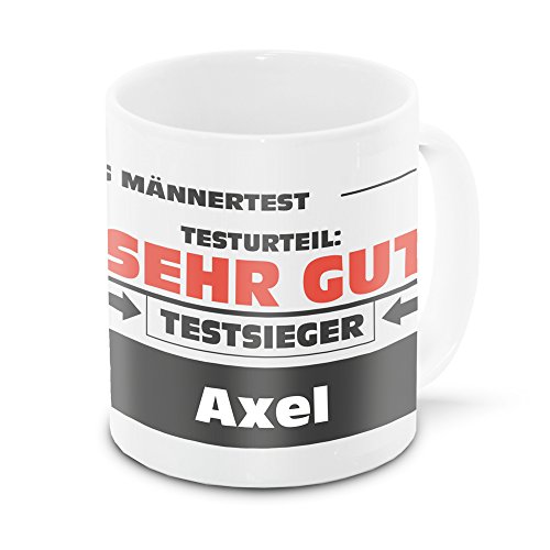 Namens-Tasse Axel mit Motiv Stiftung Männertest, weiss | Freundschafts-Tasse - Namens-Tasse von Eurofoto