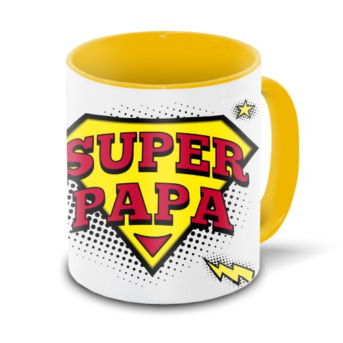 Tasse mit Motiv Super Papa weiß/gelb zum Vatertag von Eurofoto