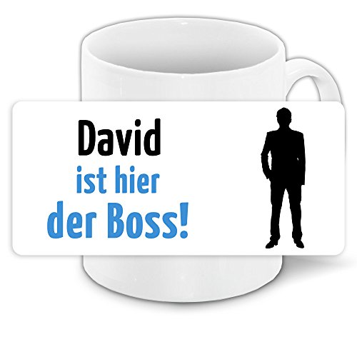 Tasse mit Motiv und Namen - David ist der Boss - | Büro-Tasse | Lustiger Becher von Eurofoto