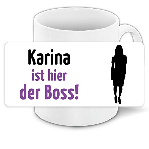 Tasse mit Motiv und Namen - Karina ist der Boss - | Büro-Tasse | Lustiger Becher von Eurofoto
