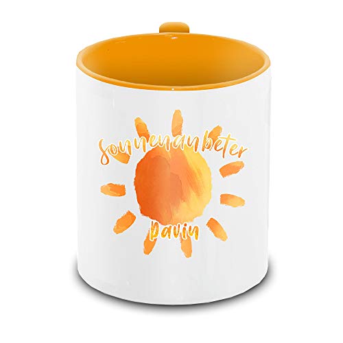 Tasse mit Namen Davin und Sonnenanbeter-Motiv | Keramik-Tasse von Eurofoto