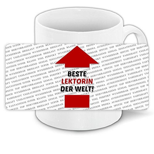 Tasse mit Spruch - Beste Lektorin der Welt - und positiven Eigenschaften von Eurofoto