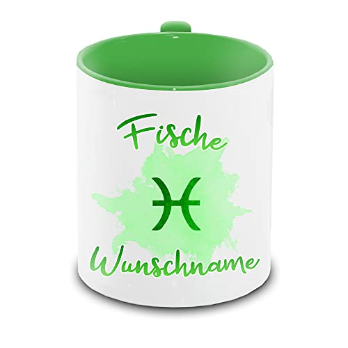 Tasse personalisiert mit Namen und Sternzeichen Fische | Motiv-Tasse mit Tierkreiszeichen und Wunschnamen von Eurofoto