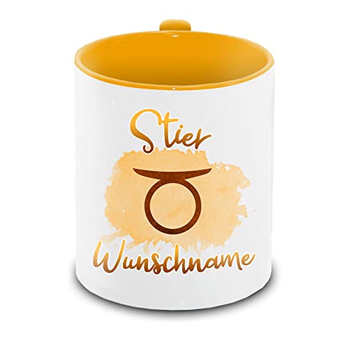 Tasse personalisiert mit Namen und Sternzeichen Stier | Motiv-Tasse mit Tierkreiszeichen und Wunschnamen von Eurofoto