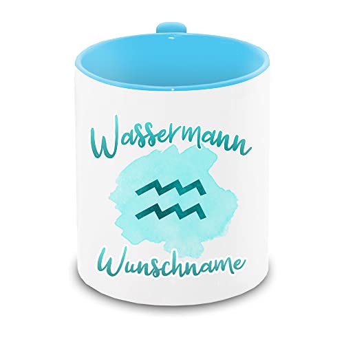 Tasse personalisiert mit Namen und Sternzeichen Wassermann | Motiv-Tasse mit Tierkreiszeichen und Wunschnamen von Eurofoto