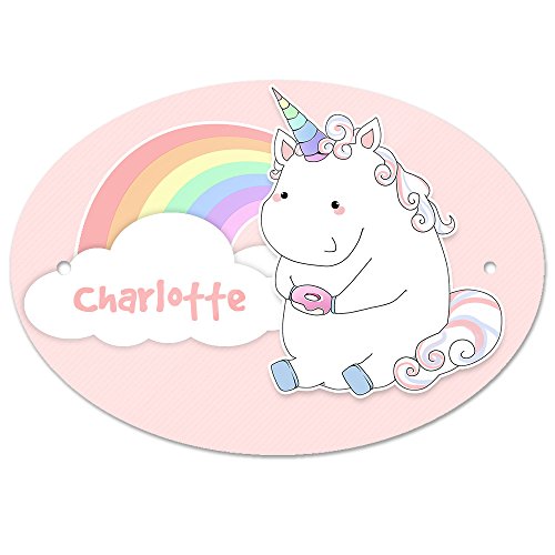 Türschild mit Namen Charlotte und Einhorn-Motiv in Pastell-Optik für Mädchen | Kinderzimmer-Schild Türschild mit Namen Charlotte und Einhorn-Motiv in Pastell-Optik für Mädchen | Kinderzimmer-Schild von Eurofoto
