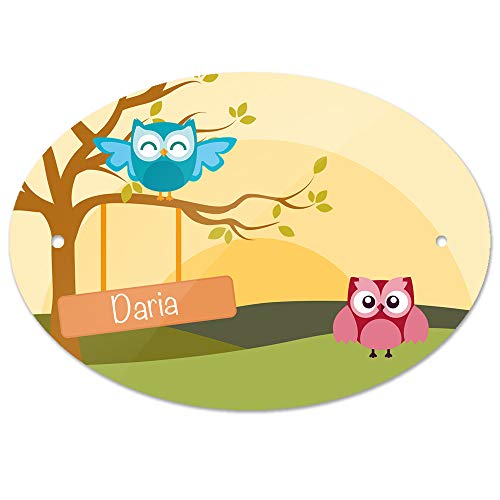 Türschild mit Namen Daria und Eulen-Motiv | Kinderzimmer-Schild von Eurofoto