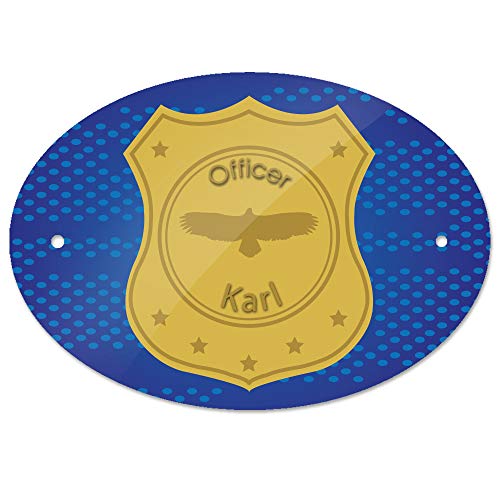 Türschild mit Namen Karl und Officer-Motiv | Kinderzimmer-Schild von Eurofoto