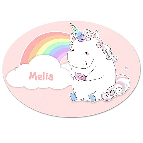 Türschild mit Namen Melia und Einhorn-Motiv in Pastell-Optik für Mädchen | Kinderzimmer-Schild Türschild mit Namen Melia und Einhorn-Motiv in Pastell-Optik für Mädchen | Kinderzimmer-Schild von Eurofoto