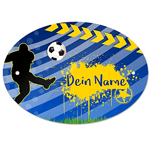 Türschild mit Namen und Motiv mit Fußballer | Kinderzimmer-Schild personalisiert von Eurofoto