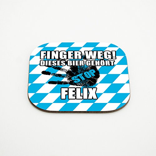 Untersetzer für Gläser mit Namen Felix und schönem Motiv - Finger Weg! Dieses Bier gehört Felix von Eurofoto