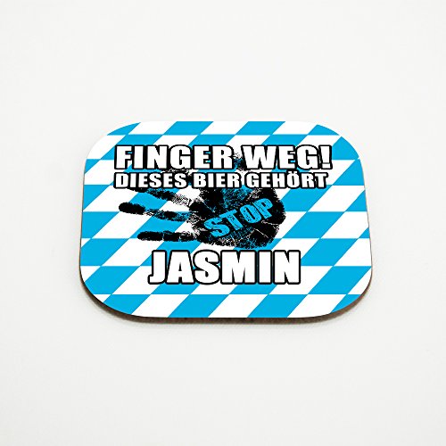 Untersetzer für Gläser mit Namen Jasmin und schönem Motiv - Finger Weg! Dieses Bier gehört Jasmin von Eurofoto