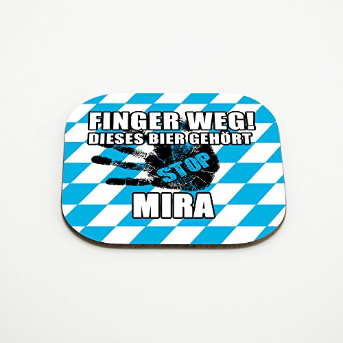 Untersetzer für Gläser mit Namen Mira und schönem Motiv - Finger Weg! Dieses Bier gehört Mira von Eurofoto