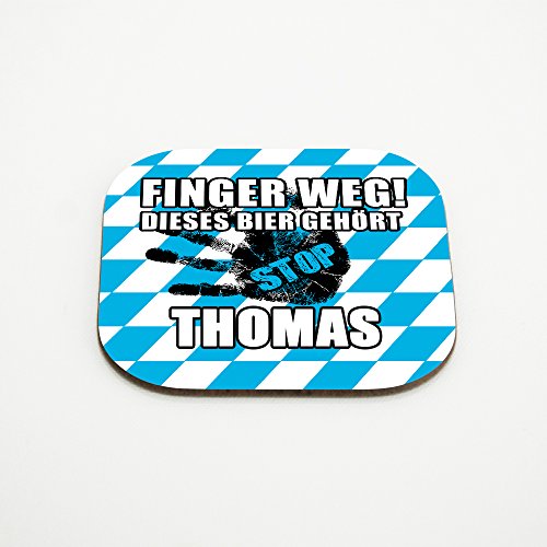 Untersetzer für Gläser mit Namen Thomas und schönem Motiv - Finger Weg! Dieses Bier gehört Thomas von Eurofoto