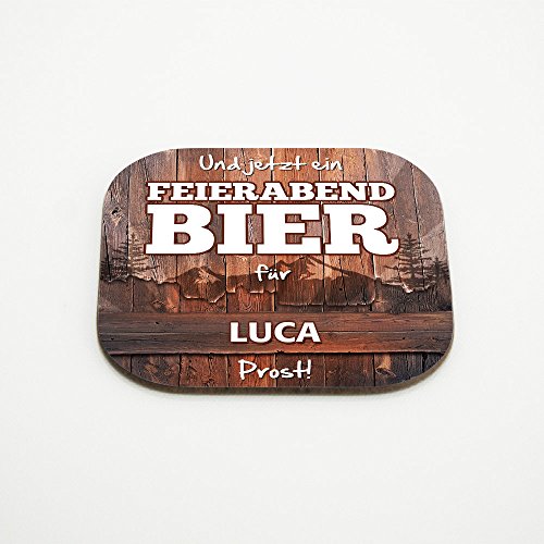 Untersetzer mit Namen Luca und schönem Feierabendbier-Motiv von Eurofoto