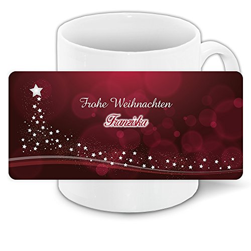 Weihnachtstasse mit Namen Franziska und edlem Motiv mit Sternen-Weihnachtsbaum - Tasse zu Weihnachten von Eurofoto