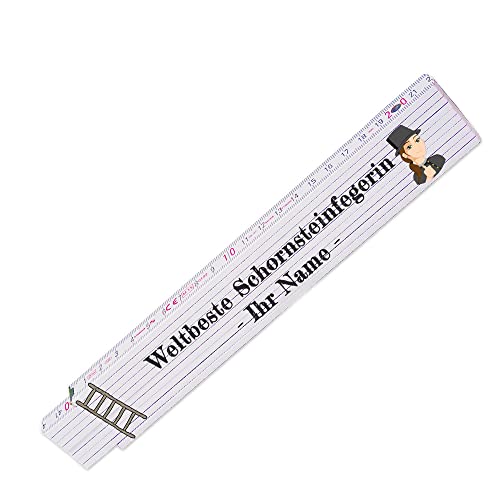 Zollstock – Weltbeste Schornsteinfegerin - personalisiert mit Namen | Glieder-Maßstab mit Wunsch-Namen | Meterstab individuell bedruckt von Eurofoto