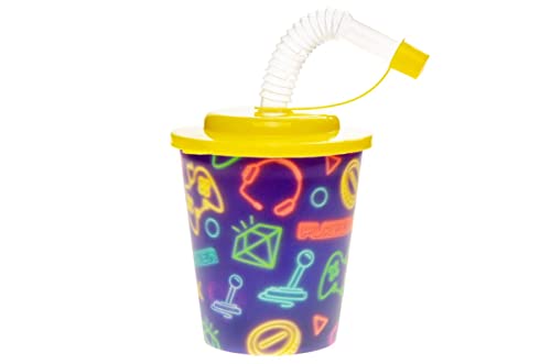 Eurofuchs24 12 x 3D Mehrweg Becher mit Strohhalm und Deckel Trinkbecher 250ml Wackelmotiv verschiedene Designs (Spieler) von Eurofuchs24