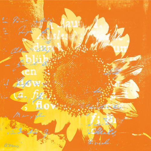 Eurographics ANF1187 Anna Flores, Heliantype Orange Blue 30 x 30 cm, Hochwertiger Kunstdruck - Sonnenblumen von EuroGraphics