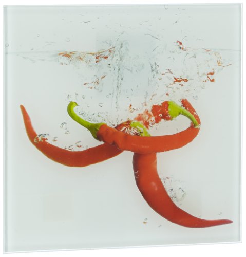 Eurographics DG-DT1053 Glasbild Deco Glass Splashing Chili Pepper 20 x 20 cm von EuroGraphics