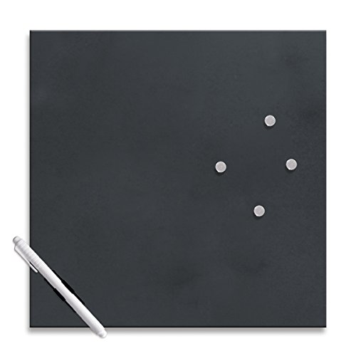 Eurographics Memo Board MB-BLACK3030 Magnet- und Schreibtafel aus Glas in schwarz (inklusiv Stift + Magnete) Black, 30x30cm von EuroGraphics