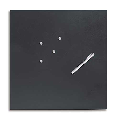 Eurographics Memo Board MB-BLACK5050 Magnet- und Schreibtafel aus Glas in schwarz (inklusiv Stift + Magnete) Black 50x50cm von EuroGraphics