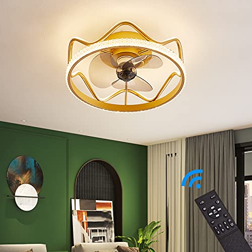 Deckenventilator mit LED Beleuchtung Deckenlampe Ventilator 3345 gold Ø 50cm 94W mit Fernbedienung Lichtfarbe/Helligkeit einstellbar dimmbar LED Deckenleuchte fan light ceiling von Eurohandisplay