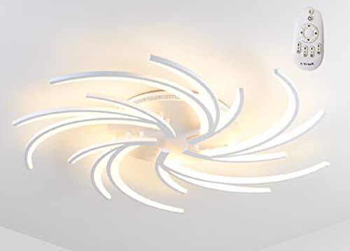 Eurohandisplay LED Deckenleuchte Deckenlampe 2042-5 102cm Fernbedienung Lichtfarbe einstellbar dimmbar weiße Metallrahmen Beleuchtung Lampen Wohmzimmer von Eurohandisplay