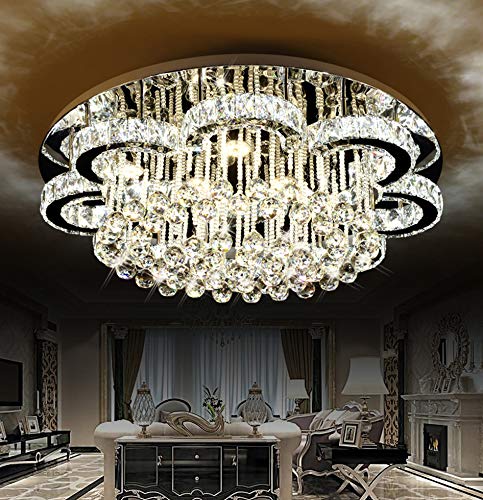 Eurohandisplay LED Pendellampe Deckenlampe Kristalle klar 6019 Ø 80 cm, H 30 cm, 96 W mit Fernbedienung Luxuriöses Design dimmbar von Eurohandisplay