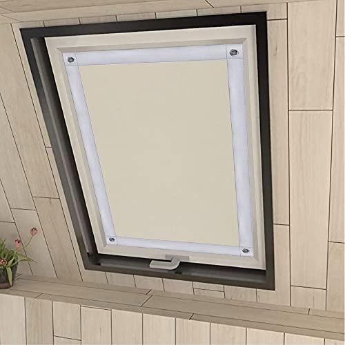 Eurohome 100% Verdunkelung Dachfenster Rollo ohne Bohren Sonnenschutz Verdunkelungsrollo mit Saugnäpfen für Fenster Beige 48x73 cm von Eurohome