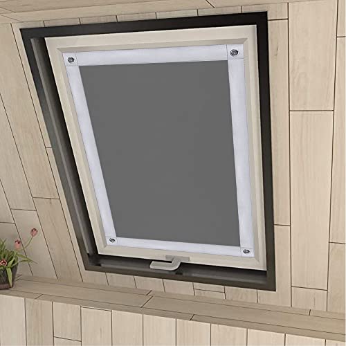 Eurohome 100% Verdunkelung Dachfenster Rollo ohne Bohren Sonnenschutz Verdunkelungsrollo mit Saugnäpfen für Fenster Grau 76x98 cm von Eurohome