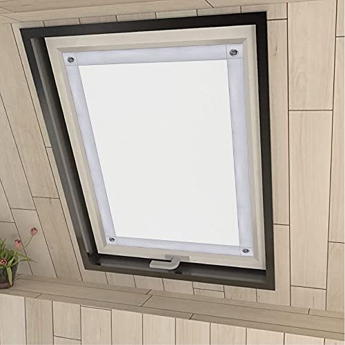 Eurohome 100% Verdunkelung Dachfenster Rollo ohne Bohren Sonnenschutz Verdunkelungsrollo mit Saugnäpfen für Fenster Weiß 76x78 cm von Eurohome