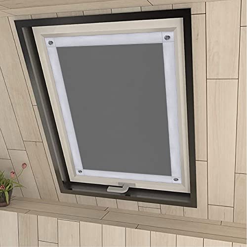 Eurohome 100% Verdunkelung Dachfenster Rollo ohne Bohren Sonnenschutz Verdunkelungsrollo mit Saugnäpfen für Velux-Fenster Grau 96x100 cm für Y85/085 von Eurohome