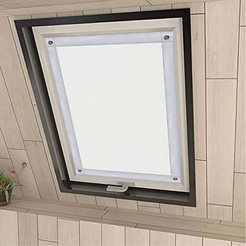 Eurohome 100% Verdunkelung Dachfenster Rollo ohne Bohren Sonnenschutz Verdunkelungsrollo mit Saugnäpfen für Velux-Fenster Weiß76x115 cm für P08/408 von Eurohome