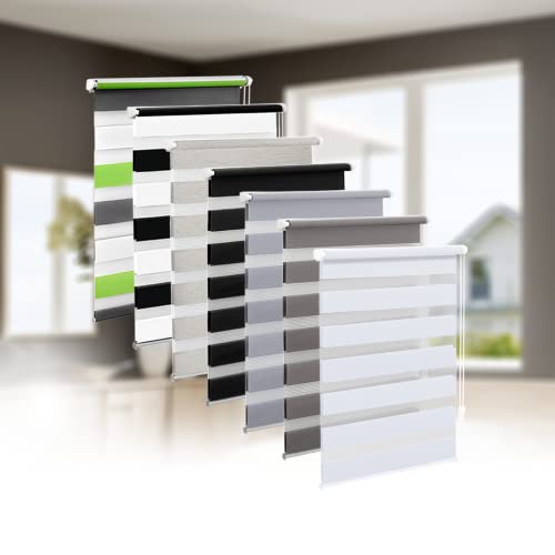 Eurohome Doppelrollo Klemmfix ohne Bohren, Duo Rollo,120cm x 130cm (Stoffbreite 116 cm) Weiß Transparentes und undurchsichtiges Sichtschutz Rollo mit Klemmträgern für Fenster und Türen von Eurohome